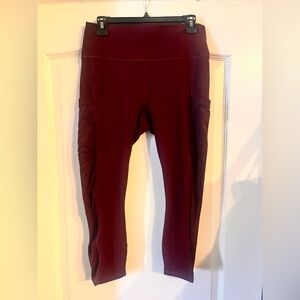 Fabletics wine colored capri leggings